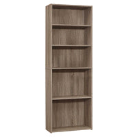 71" Taupe Adjustable Five Tier Standard Bookcase