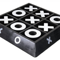 Nickel And Dark Wood Tic Tac Toe Game Sculpture