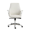 White Faux Leather Seat Swivel Adjustable Task Chair Leather Back Steel Frame