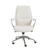 White Faux Leather Seat Swivel Adjustable Task Chair Leather Back Steel Frame