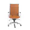 Brown Faux Leather Seat Swivel Adjustable Task Chair Leather Back Steel Frame