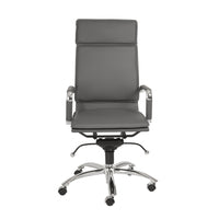 Gray Faux Leather Seat Swivel Adjustable Task Chair Leather Back Steel Frame