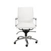 White Faux Leather Seat Swivel Adjustable Task Chair Leather Back Steel Frame