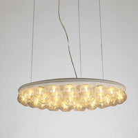 29 X 29 X 7 White Glass Metal Pendant Lamp