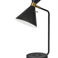 Asymmetrical Diabolo Black Metal Desk Lamp