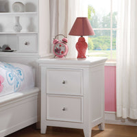 27" White Two Drawers Nightstand