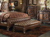 65" Brown Upholstered Faux Leather Bedroom Bench