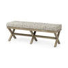 16" Beige And Brown Upholstered Faux Leather Bench