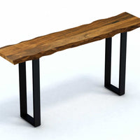 Live Edge Acacia Wood Console Table With Black Metal Legs