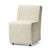 Fully Upholstered Cream Toned Fabric Dining Chair On Casters