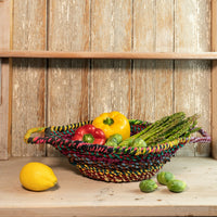 Colorful Braided Jute Centerpiece Basket With Handles