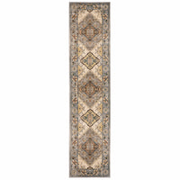 2’ X 8’ Gray And Beige Aztec Pattern Runner Rug