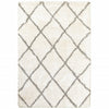 2’ X 3’ Ivory And Gray Geometric Lattice Scatter Rug