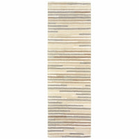 3’ X 8’ Beige And Gray Eclectic Linesrunner Rug