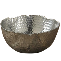 Silver Steel Modern Hammered Cut Bowl