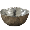 Silver Steel Modern Hammered Cut Bowl