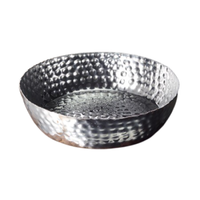 Round Silver Hand Hammered Serving Bowl