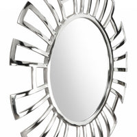 Silver Geometric Design Round Mirror