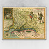 20" X 28" Map Of Virginia C1627 Vintage  Poster Wall Art