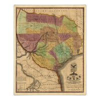 20" X 24" Texas And Surroundings C1837 Vintage Map Poster Wall Art