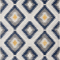 8' Blue Ikat Kilim Runner Rug