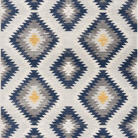 4' X 6' Blue Ikat Kilim Area Rug