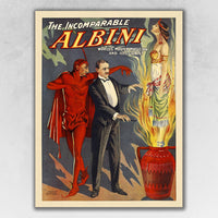 20" X 28" The Incomparable Albini Vintage Magic Poster Wall Art