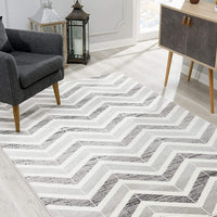 10' Gray Chevron Power Loom Runner Rug