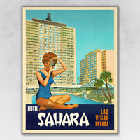 11" X 14" Hotel Sahara C1960S Las Vegas Vintage Travel Poster Wall Art