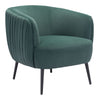 31" Dark Green And Black Velvet Barrel Chair