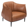 35" Coffee And Brown Faux Leather Barrel Chair