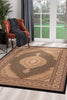 2’ x 10’ Black and Beige Medallion Runner Rug