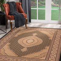 2’ x 10’ Black and Beige Medallion Runner Rug