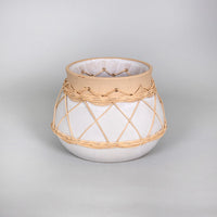 White Stone and Rattan Detail Planter