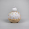 White Stone and Rattan Detail Wide Vase