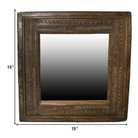 Carved Reclaimed Wood Square Mirror