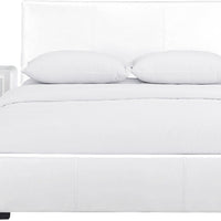 Solid Manufactured Wood White Standard Bed Upholstered With Headboard