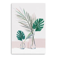 Pretty Green Foliage Leaves Pink Unframed Print Wall Art