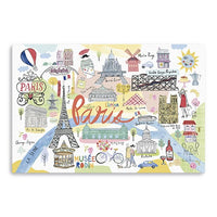 Fun Illustrated Paris Map Unframed Print Wall Art