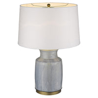 27" Brass Metal Table Lamp With White Empire Shade