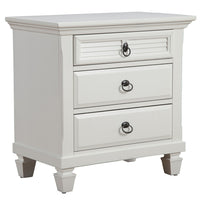 White Plantation 3 Drawer Nightstand