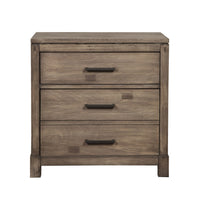 Weathered Grey Finish Wood 3 Drawer Nightstand