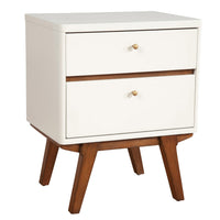 White and Brown Retro 2 Drawer Nightstand