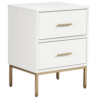 White and Gold Lines 2 Drawer Nightstand