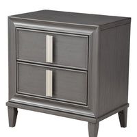 Dark Grey Contemporary 2 Drawer Nightstand