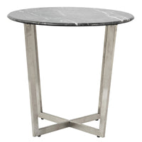 Mod Geo Chrome and Black Round Faux Marble Side Table