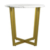 Mod Geo Gold and White Round Faux Marble Side Table