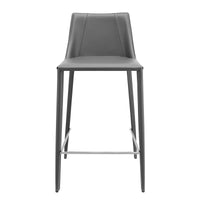 36" Gray Steel Low Back Counter Height Bar Chair With Footrest