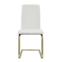 Set of Two Mod White and Gold Dining Chairs