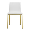 Set of Two Minimalist White Faux Faux Leather and Gold Chairs